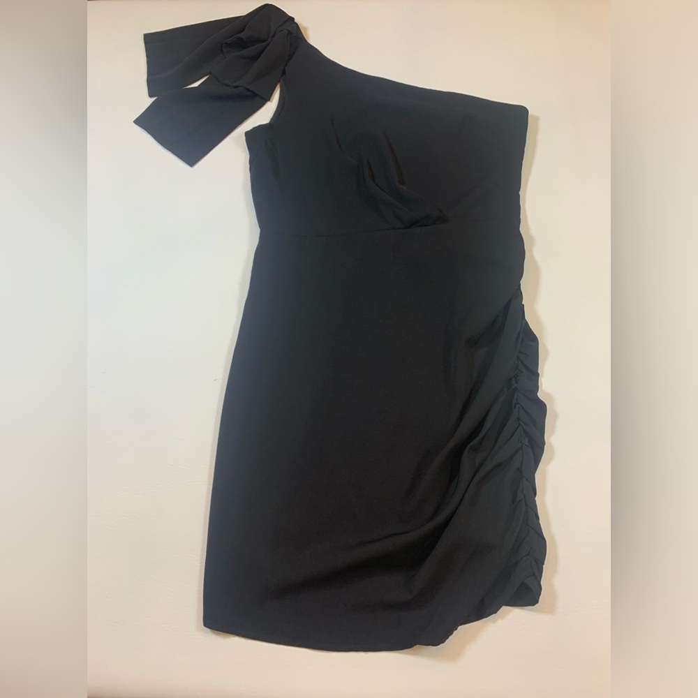 Lena one shoulder black size medium rouched pencil dress (bin D) - Picture 1 of 10